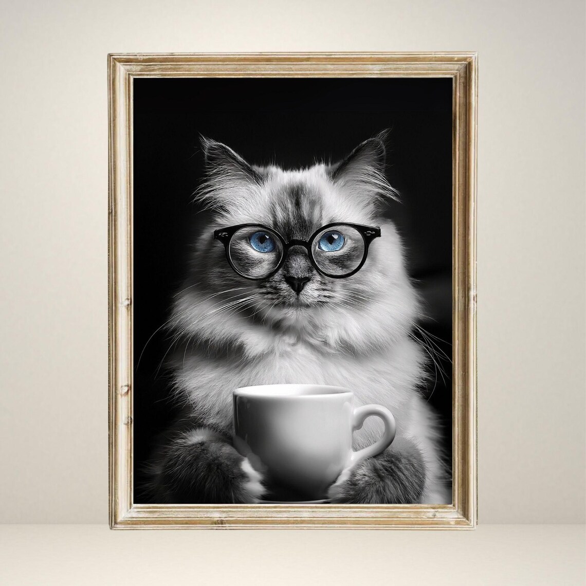 Cat Drinking Coffee, Vintage Kitchen Wall Decor - Image 3