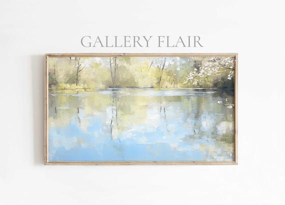 Spring Frame Tv Art Tranquil Spring Lake Vintage Art Impressionist Nature Art For Frame Tv Instant