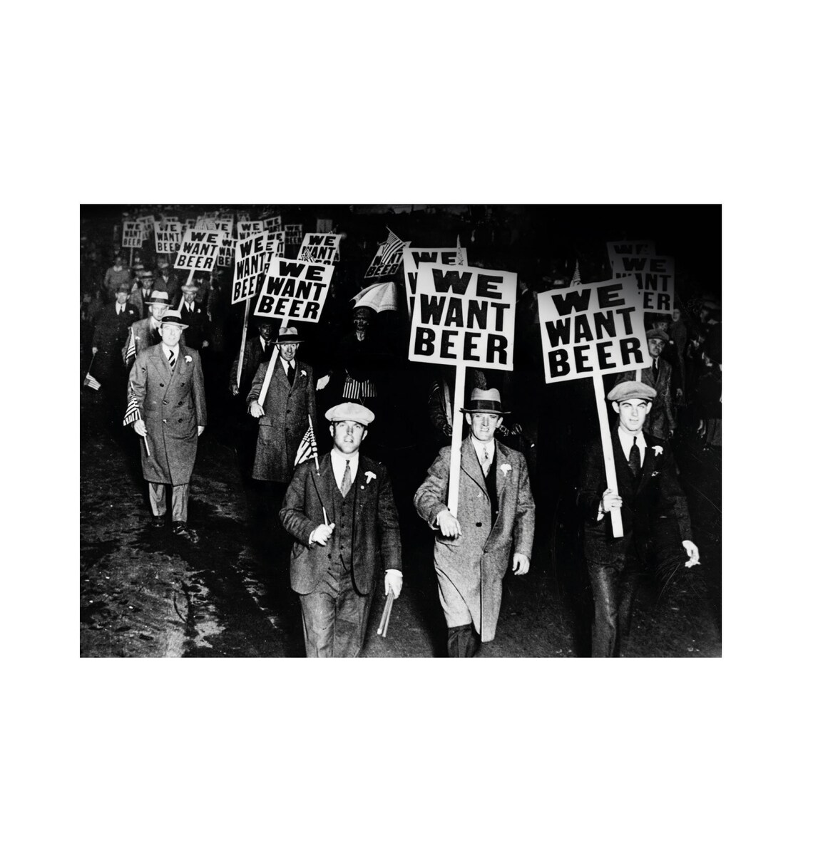 We Want Beer Night Protest March in 1930s Vintage Photo Poster - Image 3