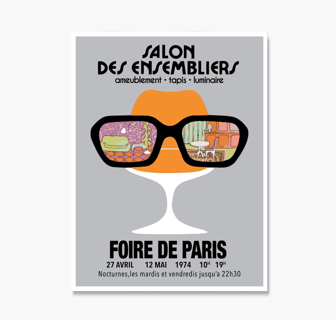 Salon des Ensembliers Foire de Paris 1974 Vintage French Poster - Image 3