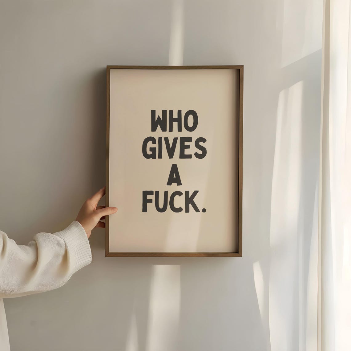 Who Gives a Fuck Simple Bold Typography Funny Sweary Quote Poster