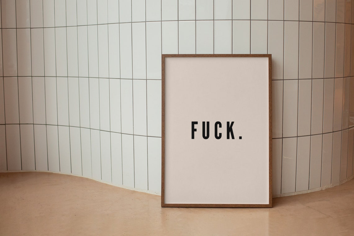 Fuck Minimalist One Word Swear Quote Simple Black Typography Poster