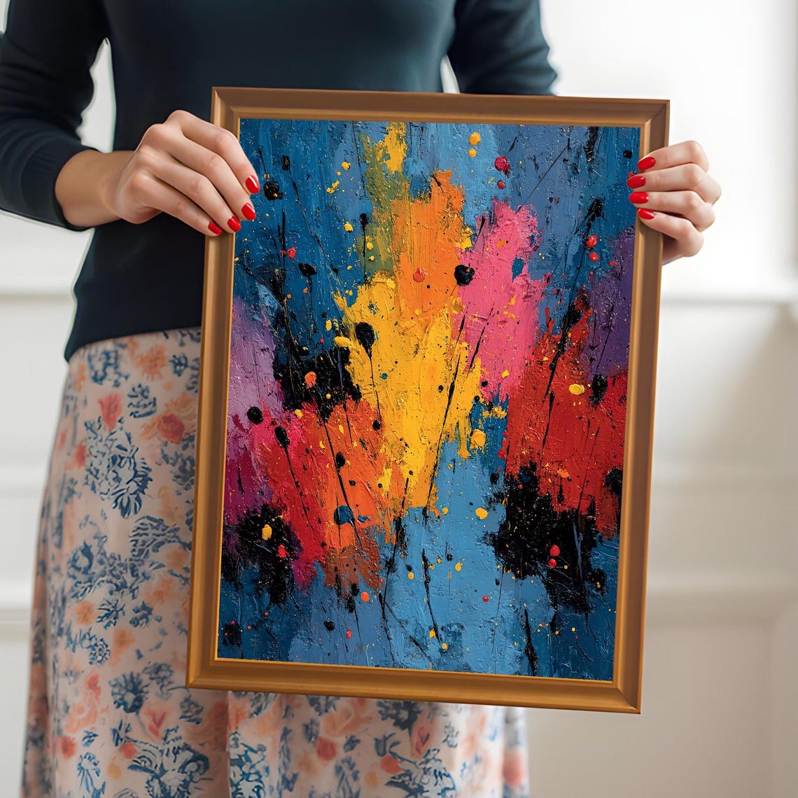 Vibrant Colorful Abstract Paint Splash Splatter Art Wall Poster