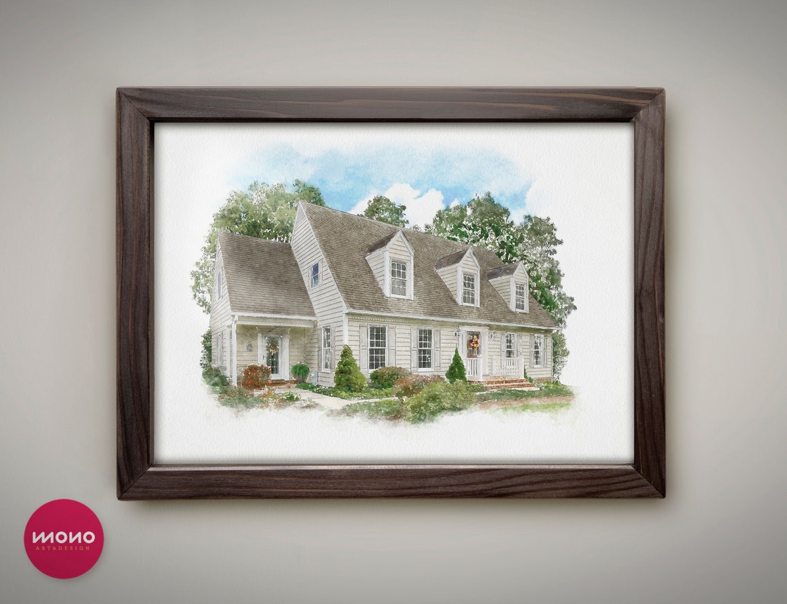 First Home Gift Custom House Portrait, Watercolor Art Print - Image 2