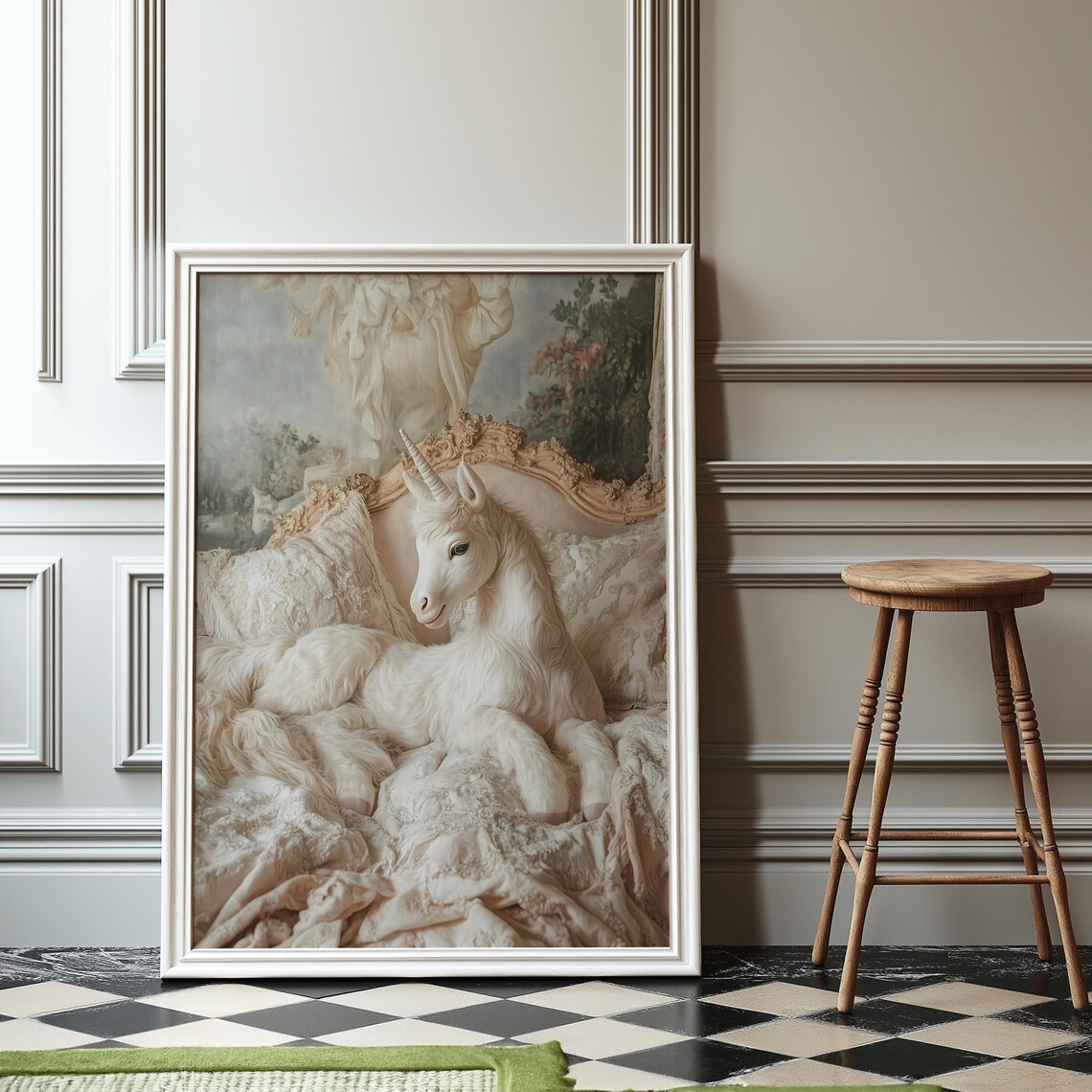 Feminine Unicorn Painting, Chateaucore Fantasy Art