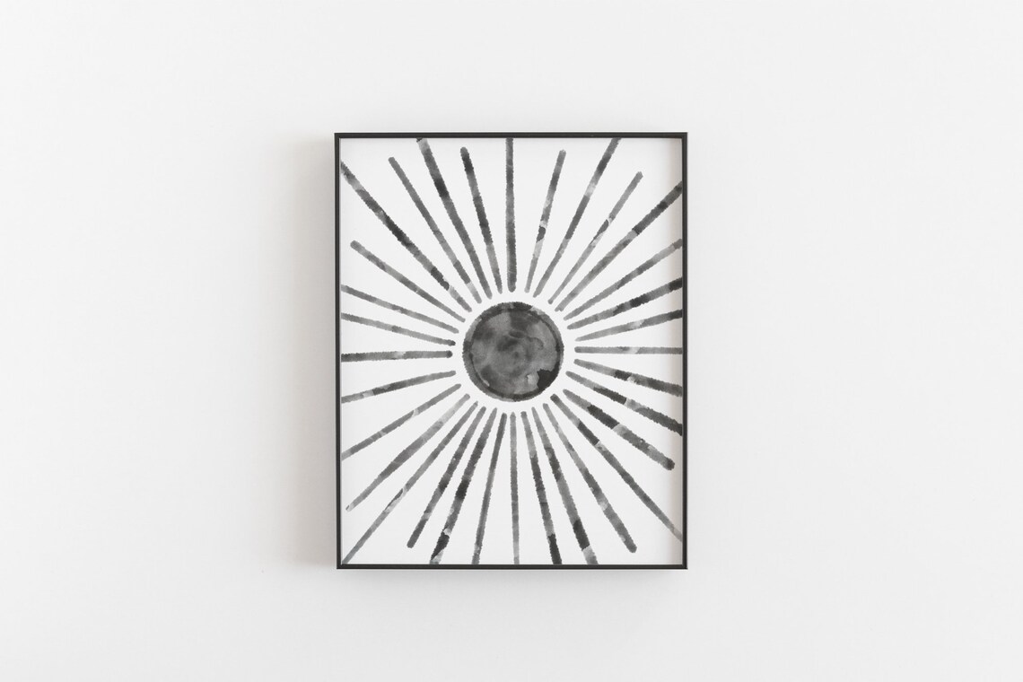 Black Sun Boho Sunrise Sunset, Minimalist Art Print - Image 3
