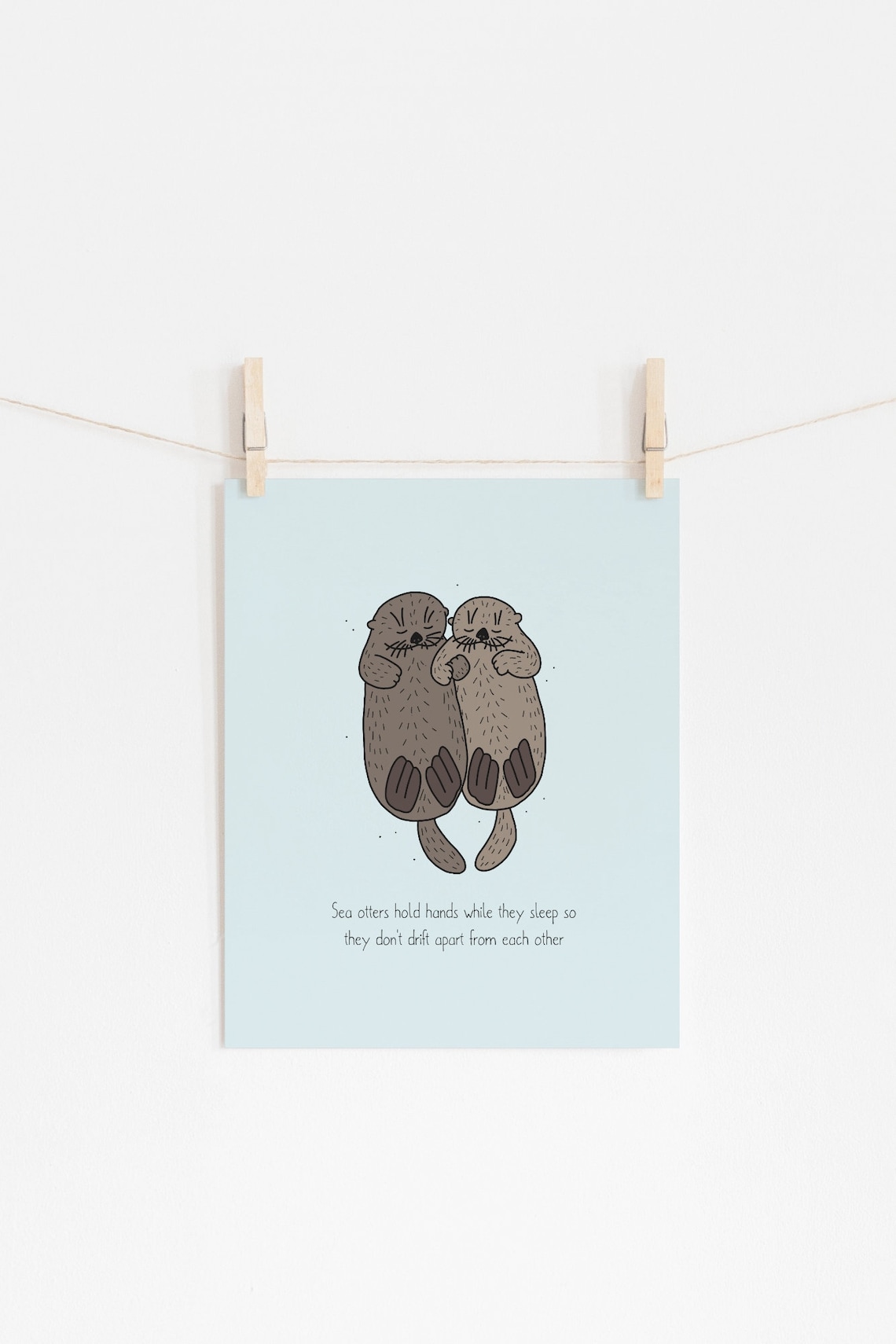 Otter Holding Hands Funny Animal Art Print - Image 3