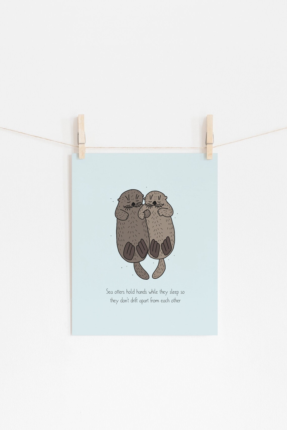 Otter Holding Hands Funny Animal Poster, Ocean Decor - Image 3