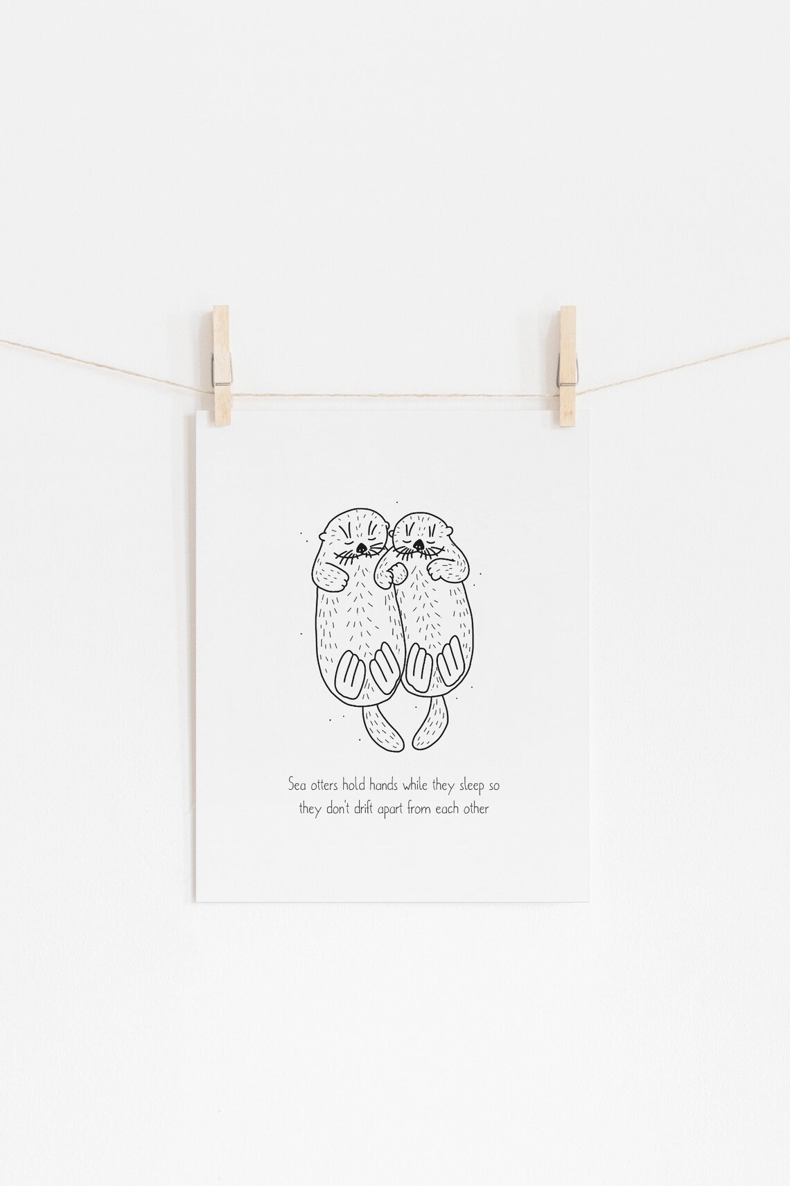 Otter Holding Hands Funny Animal Ocean Art Print - Image 3