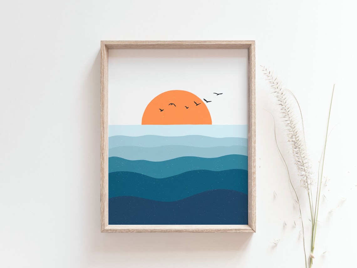 Ocean Sunset Minimalist Beach House Art Print - Image 3