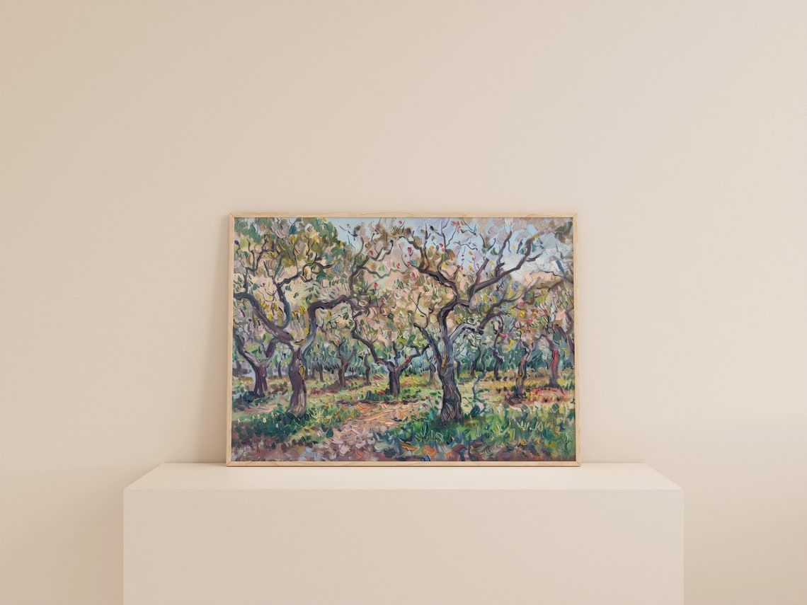 Olive Grove Oil Painting Impressionist Trees Landscape Print - Image 2