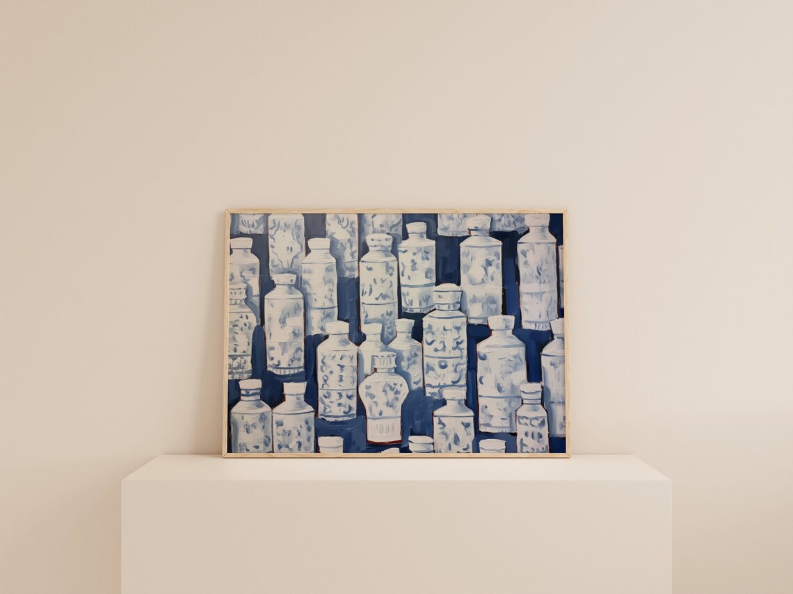 Chinoiserie Wall Art Blue and White Art Print - Image 2