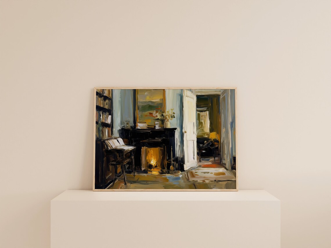 Cozy Fireplace Victorian Home Decor Vintage Art Print - Image 2