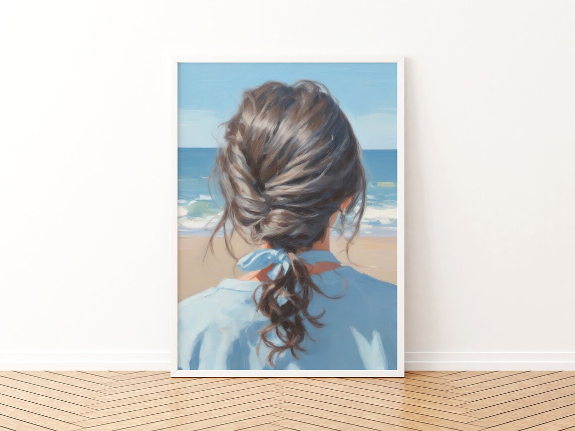 Blue Beach Painting Coastal Apartment Decor Art Print - Image 3