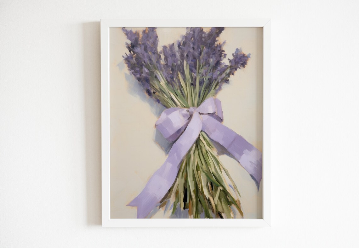 Lavender Bouquet Vintage Purple Bow Art Print - Image 2