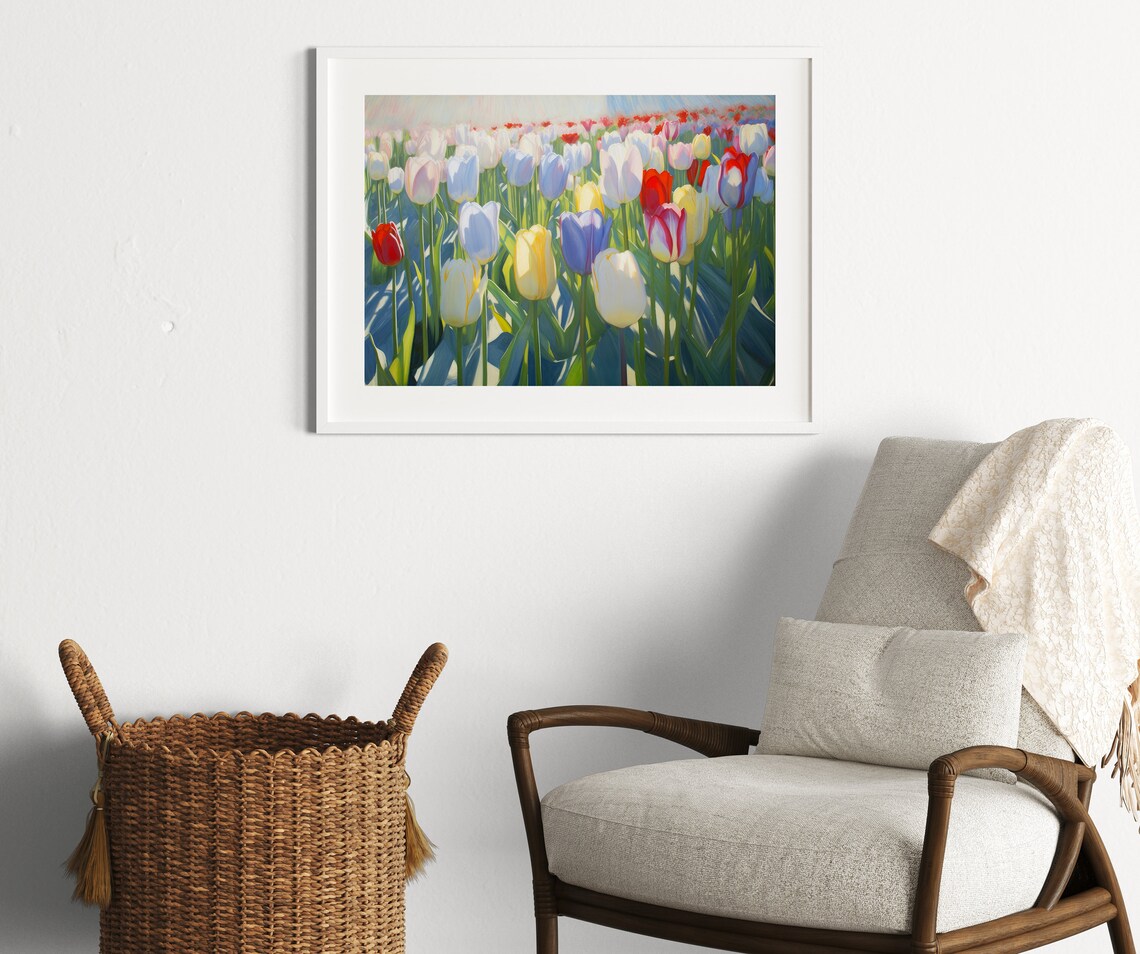 Tulip Field Pastel Spring Floral Art Print - Image 2