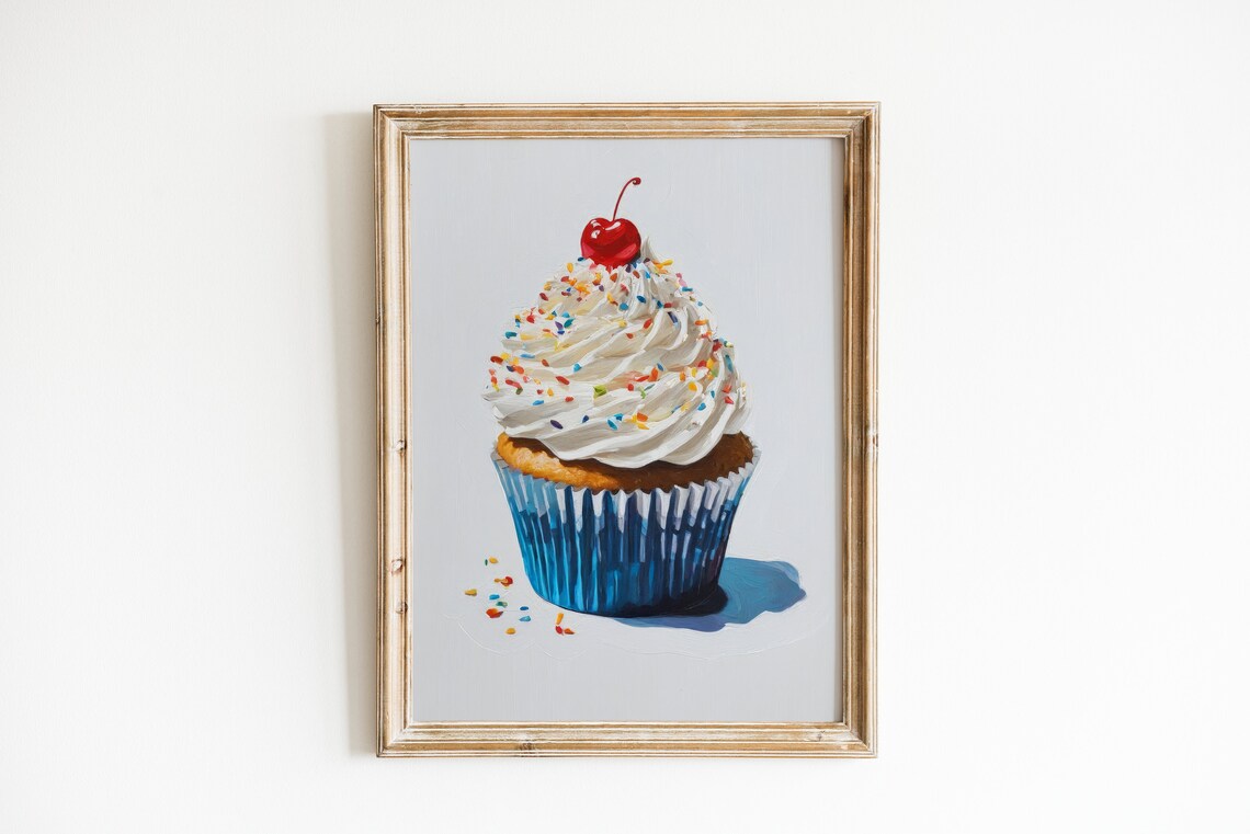Cupcake Painting Retro Kitchen Art Print