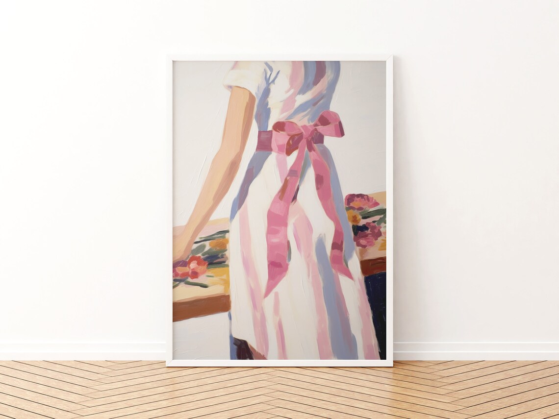 Girly Pink Bow Print, Coquette Apartment Decor - Image 3