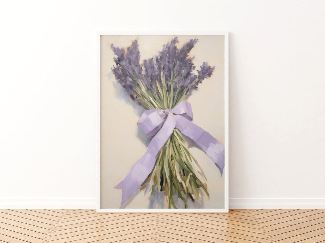 Lavender Bouquet Vintage Purple Bow Art Print - Image 3