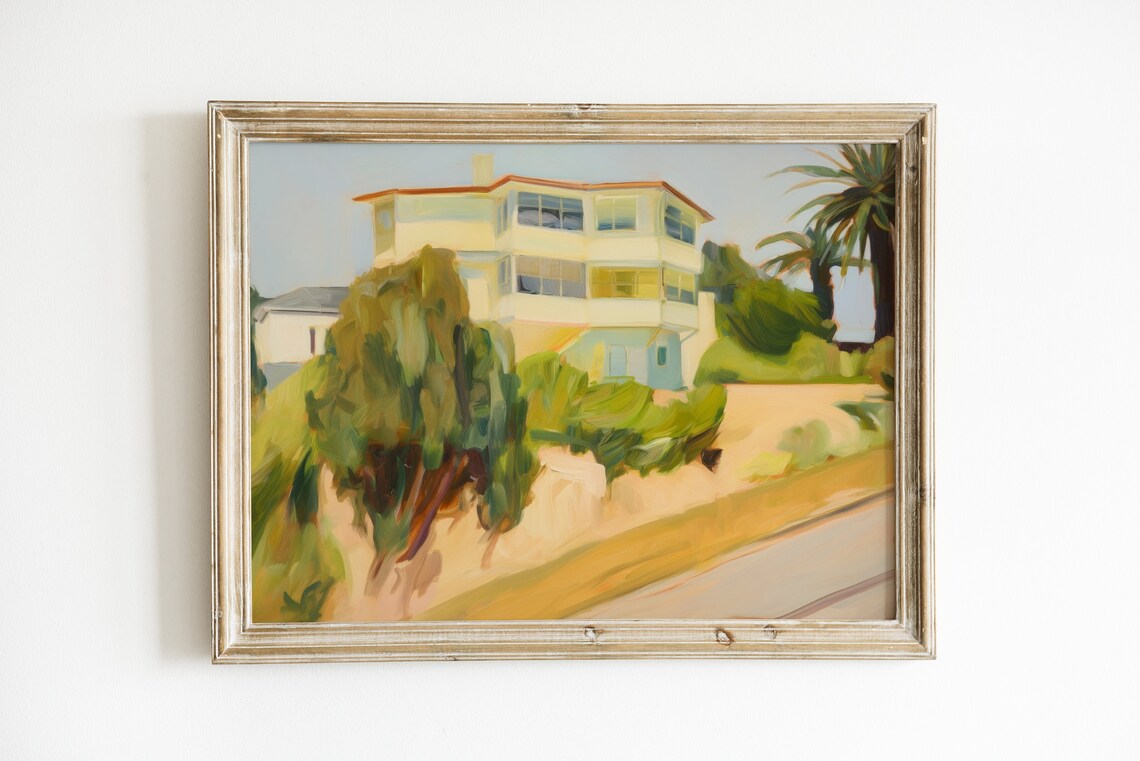 Retro California Landscape Print, Coastal Decor