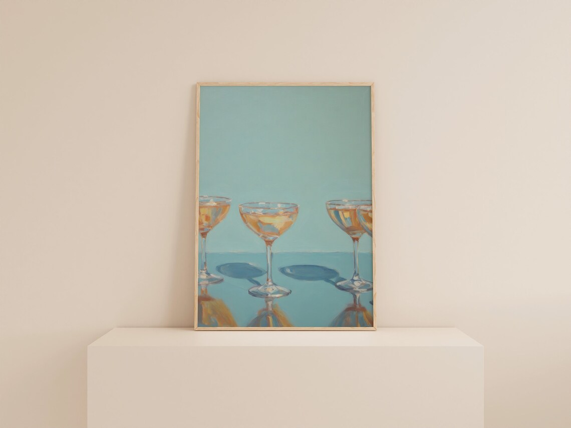 Bar Cart Painting Cocktail Poster, Retro Apartment Decor - Image 2