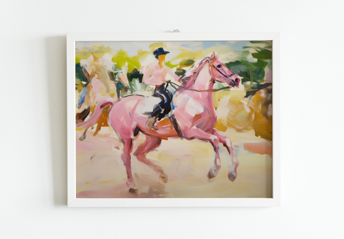 Pink Horse Art Print, Girly Apartment Decor - Image 2