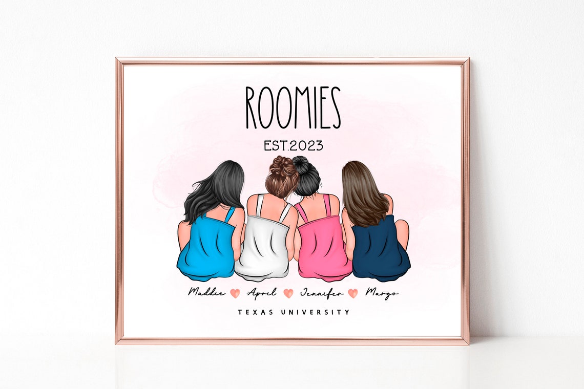 Four Roomies Est 2023 Texas University Group Portrait Poster