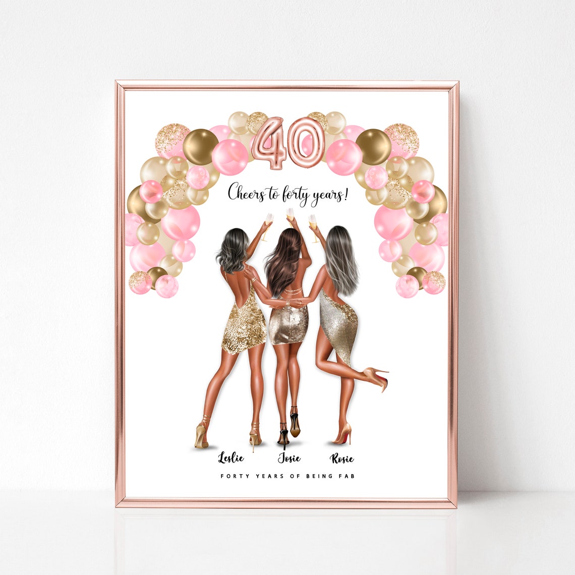 Cheers To Forty Years 40th Birthday Balloon Celebration Poster