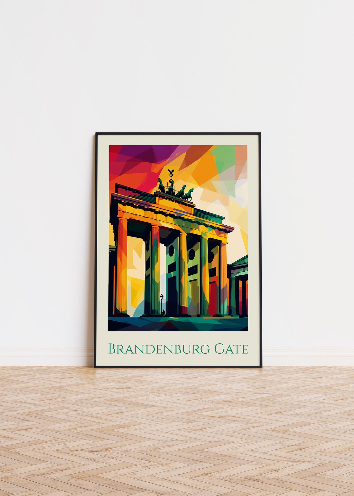Brandenburg Gate Berlin Colorful Geometric Travel Landmark Poster