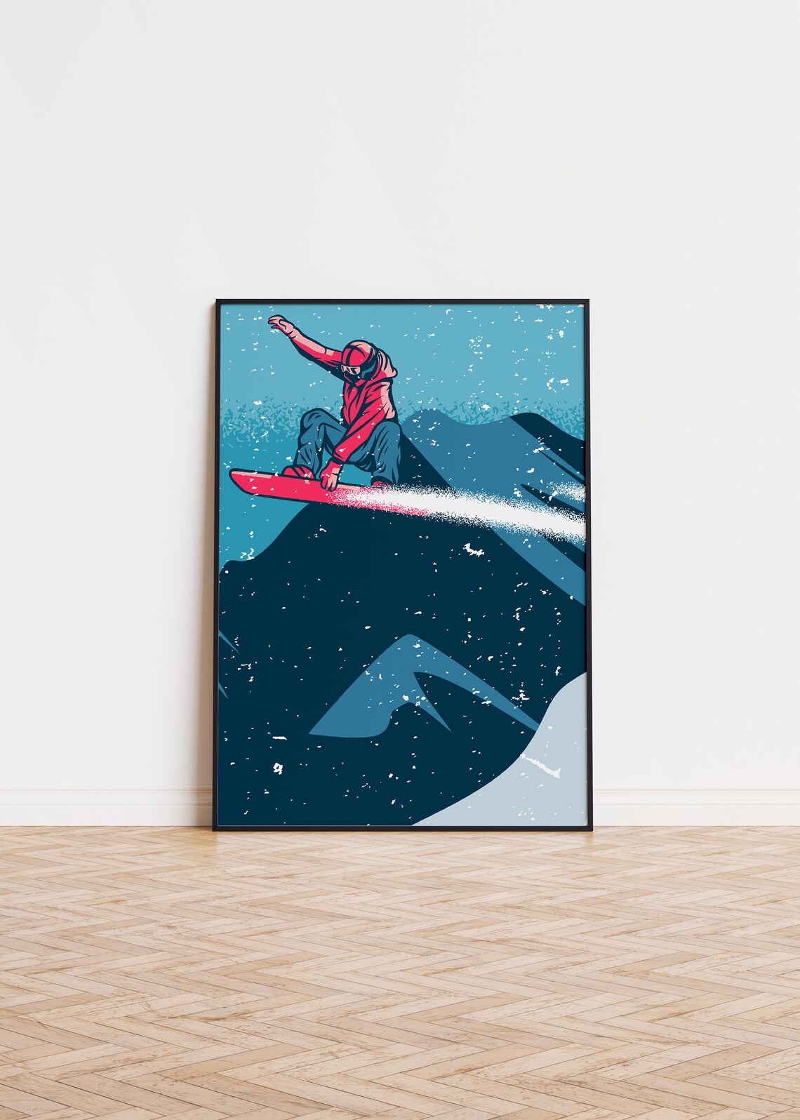 Retro Snowboarder Mid Air Jump Vintage Style Winter Sports Poster