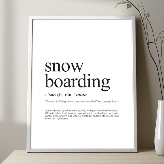 Snowboarding Dictionary Definition Typography Minimalist Winter Sport Poster