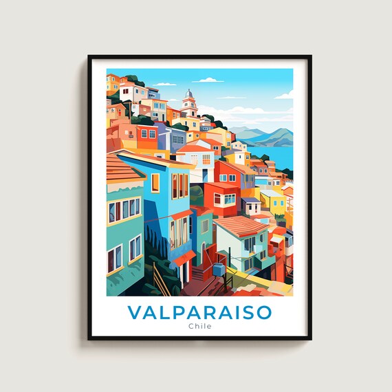 Valparaiso Travel Print Wall Art Gift Chile Poster Home Decor Lovers Hanging