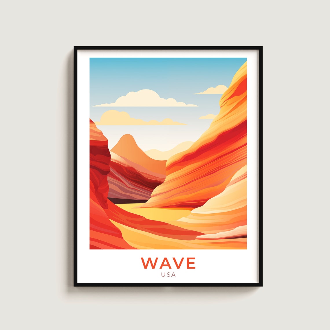Arizona The Wave Red Sandstone Swirling Canyon Desert Sunset Print