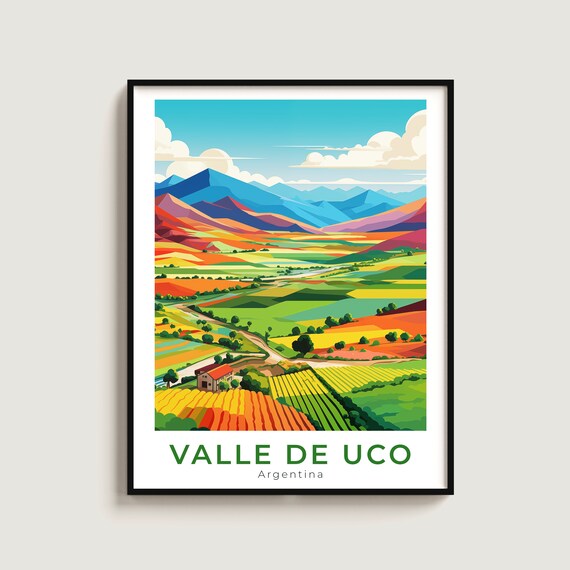 Valle De Uco Travel Poster Wall Art Gift Argentina Print Home Decor Lovers Hanging