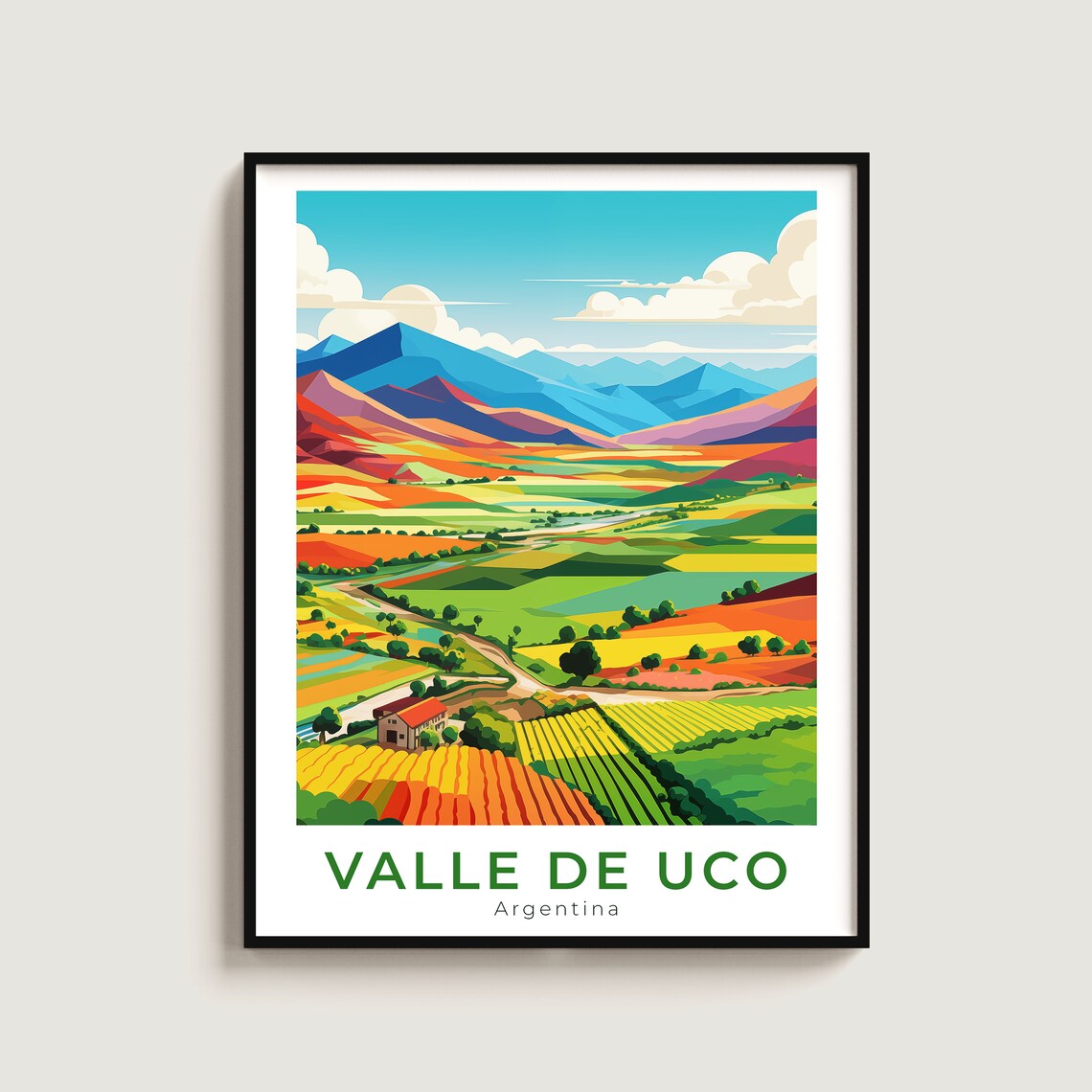 Valle De Uco Travel Poster Wall Art Gift Argentina Print Home Decor Lovers Hanging