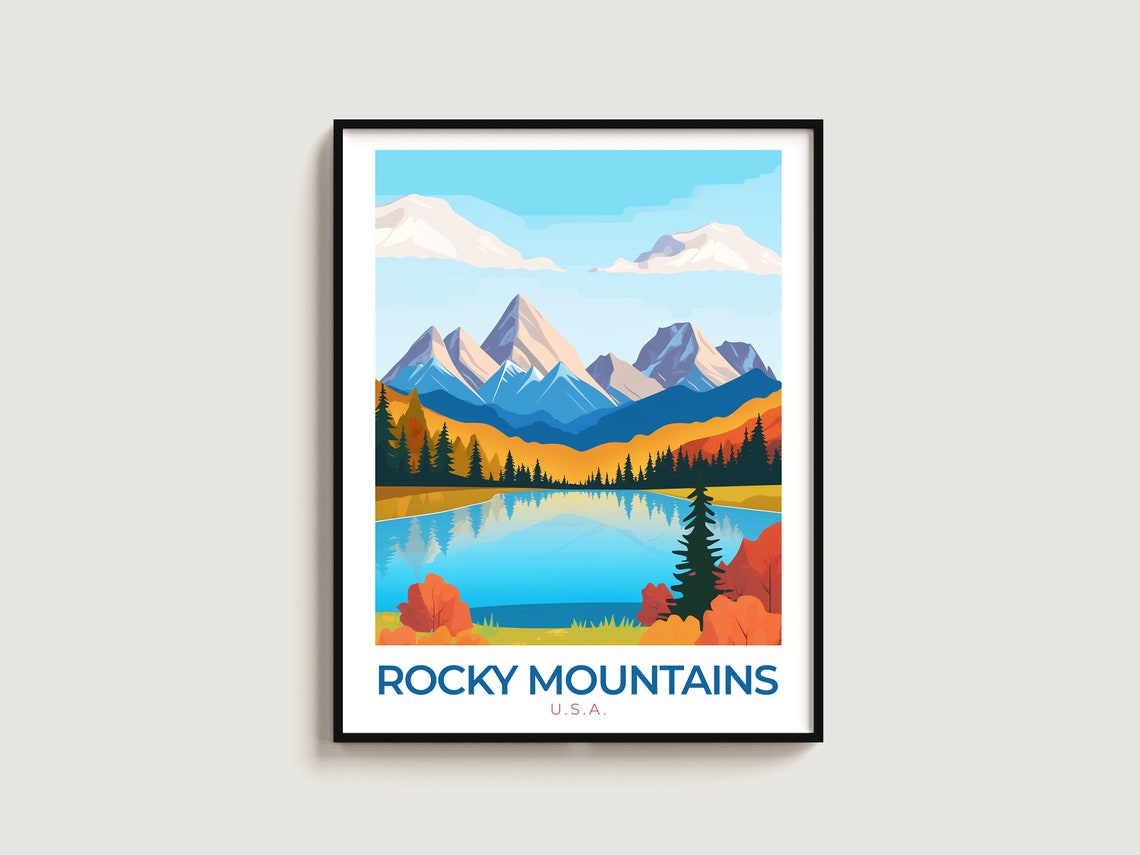 Rocky Mountains Autumn Peaks Alpine Lake Fall Foliage USA Poster