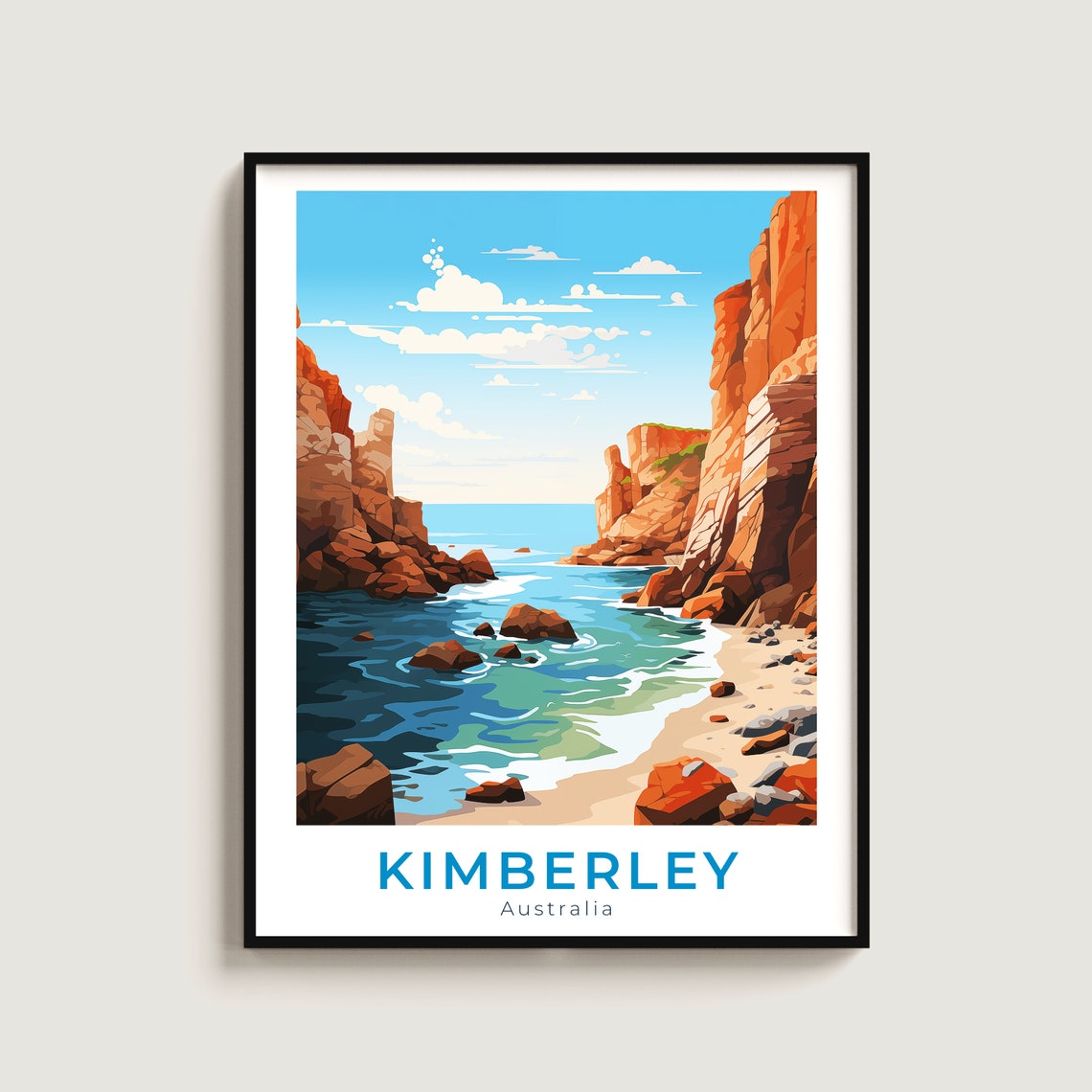 Kimberley Australia Red Cliffs Coastal Cove Ocean Travel Poster