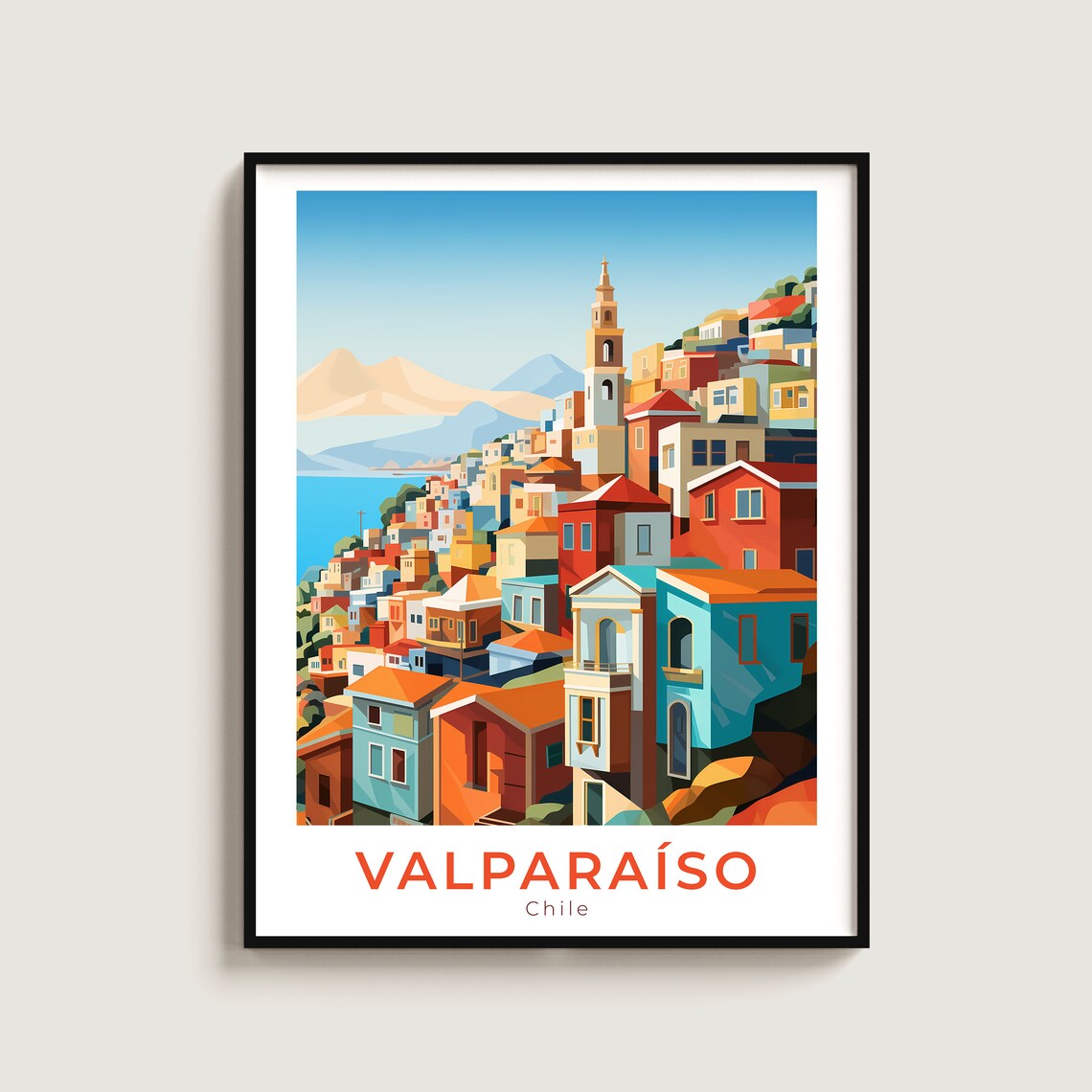 Valparaso Travel Print Wall Art Gift Chile Poster Home Decor Lovers Hanging