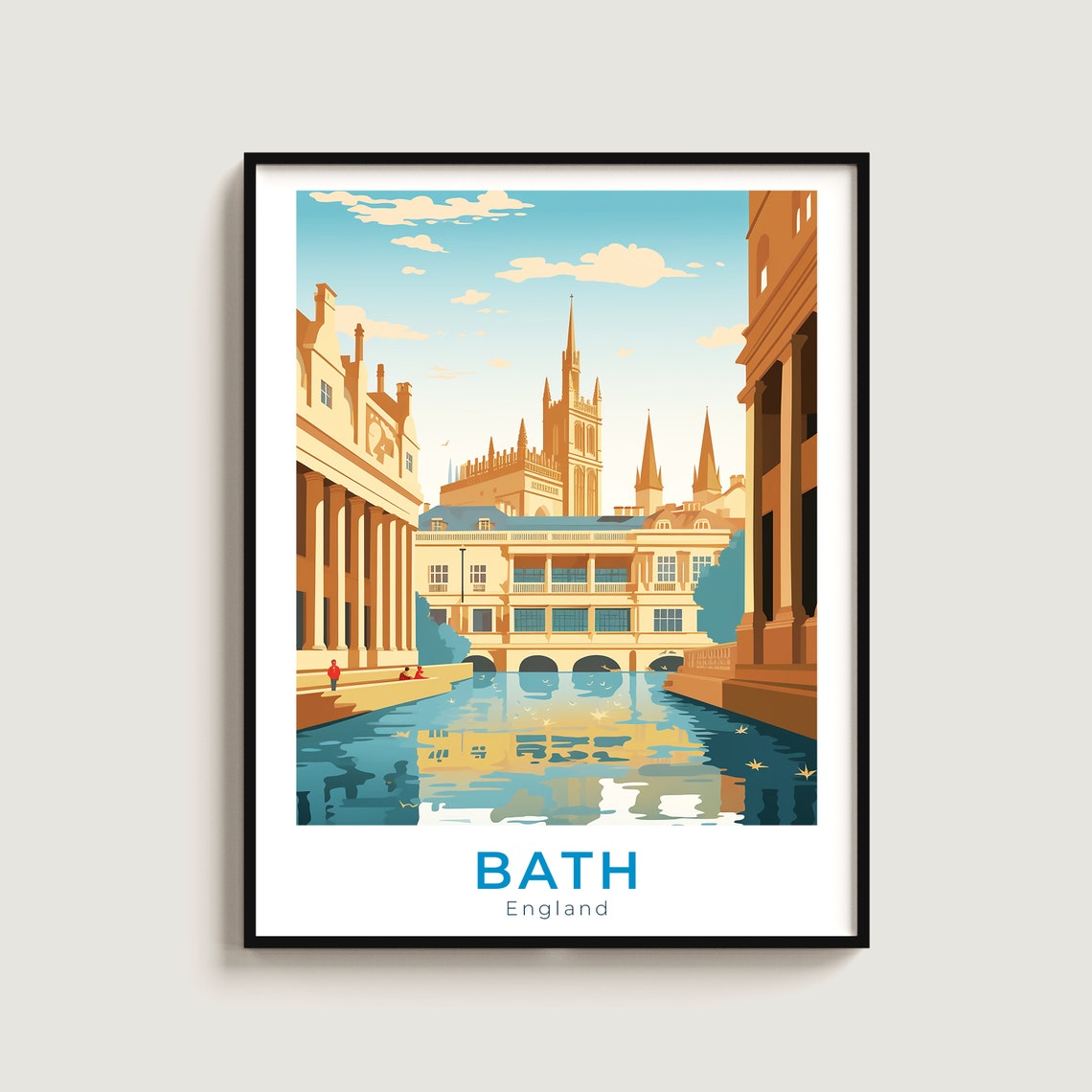 Bath England Historic Spa City Riverside Architecture Travel Poster