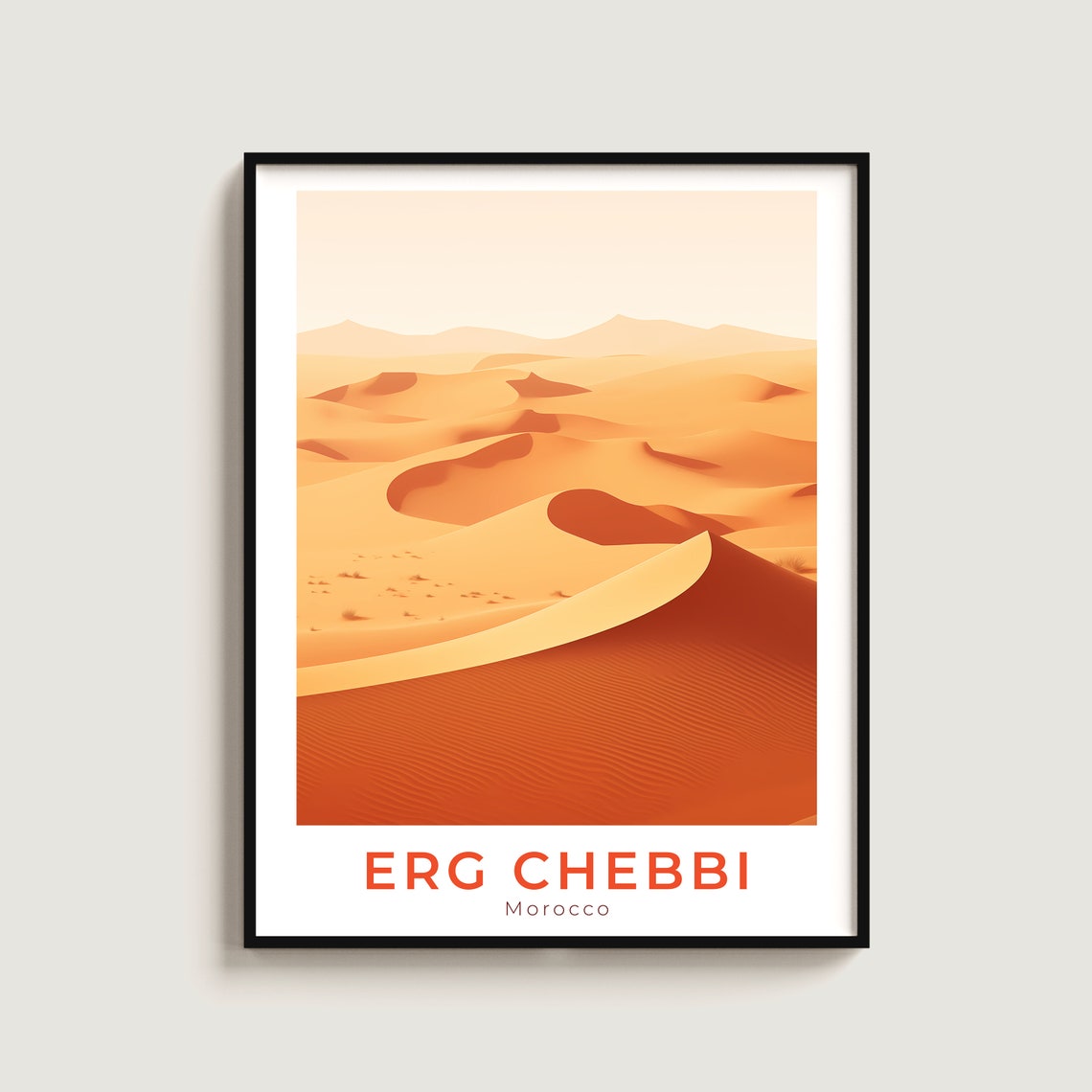 Erg Chebbi Morocco Sahara Dunes Minimalist Travel Art Poster