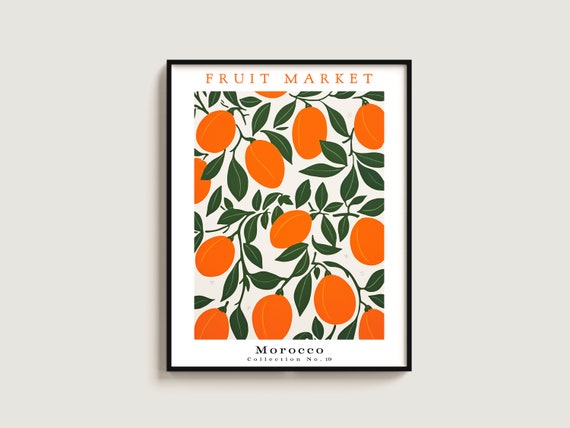 Clementine Fruit Poster Gift Morocco Market Print Botanical Art