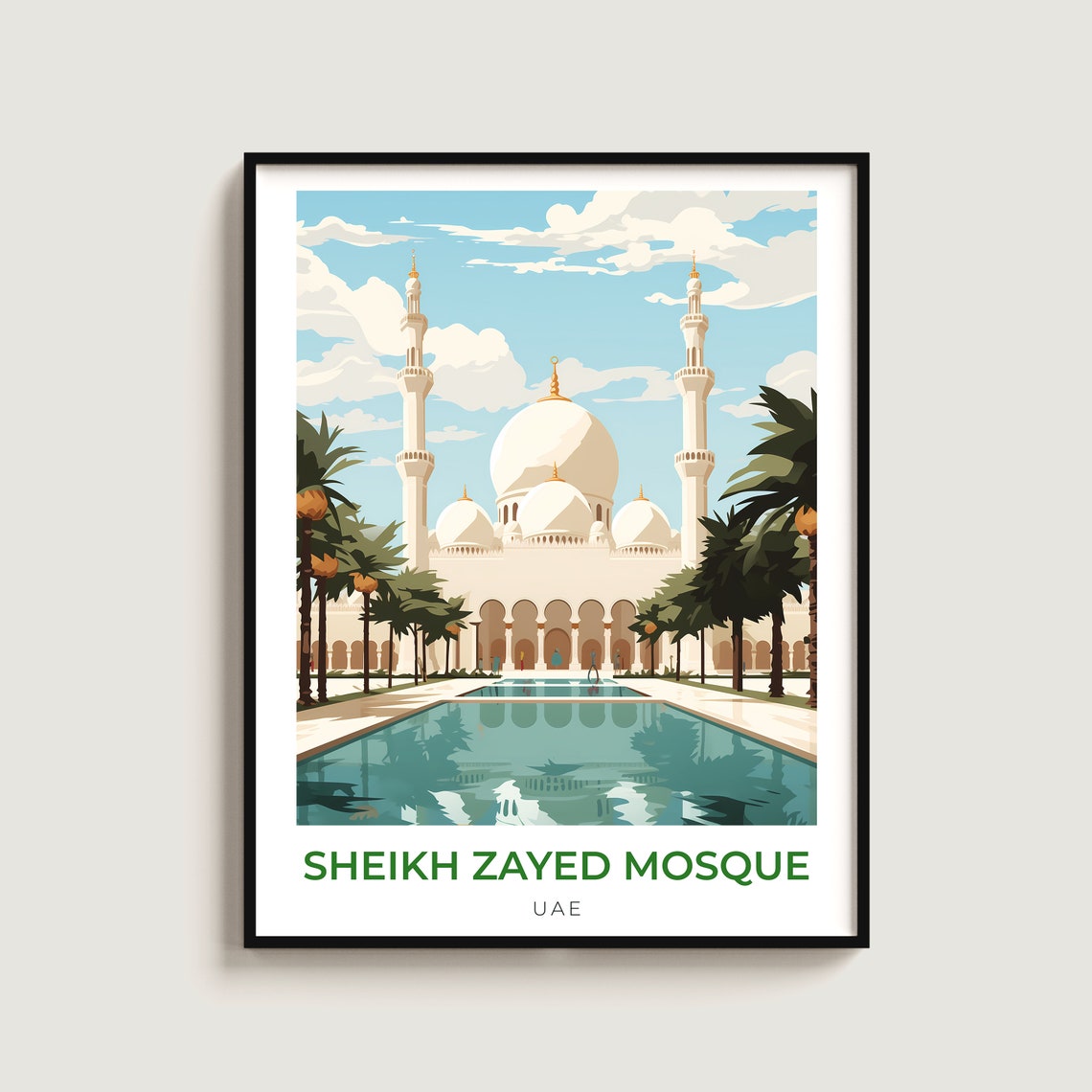 Sheikh Zayed Mosque UAE White Marble Islamic Architecture Poster