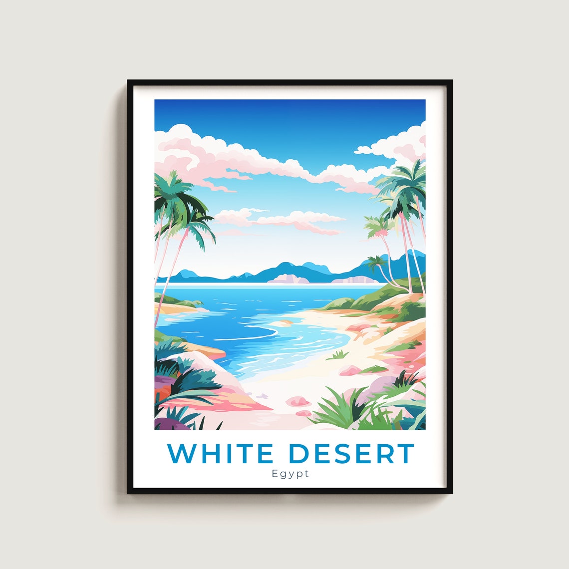 White Desert Egypt Limestone Rock Formation Travel Art Poster