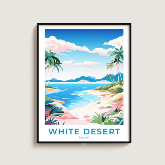 White Desert Travel Print Wall Art Gift Egypt Poster Home Decor Lovers Hanging