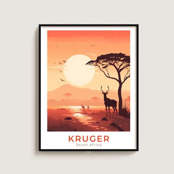 Kruger Travel Print Wall Art Gift South Africa Poster Home Decor Lovers Hanging