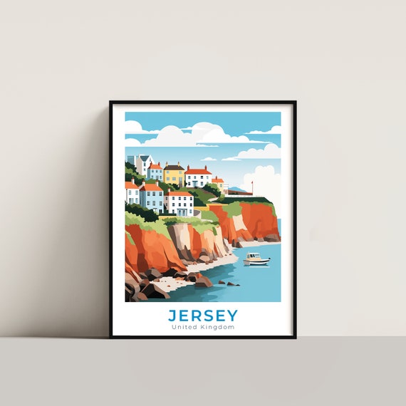 Jersey Travel Poster Wall Art Gift Uk Print Home Decor Lovers Hanging