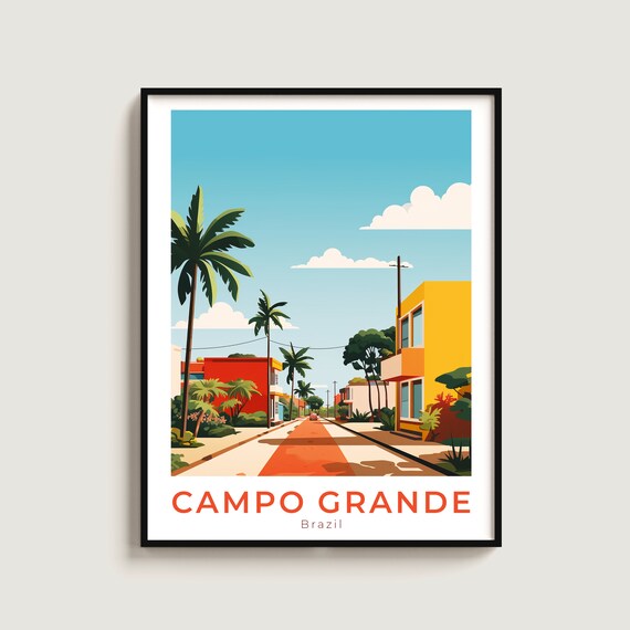 Campo Grande Travel Poster Wall Art Gift Brazil Print Home Decor Lovers Hanging