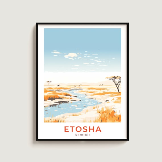 Etosha Travel Print Wall Art Gift Namibia Poster Home Decor Lovers Hanging