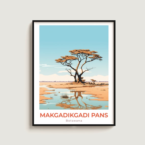Makgadikgadi Pans Travel Print Wall Art Gift Botswana Poster Home Decor Lovers Hanging