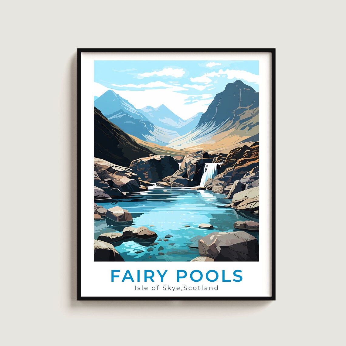 Fairy Pools Isle of Skye Scotland Turquoise Pools Waterfall Travel Poster